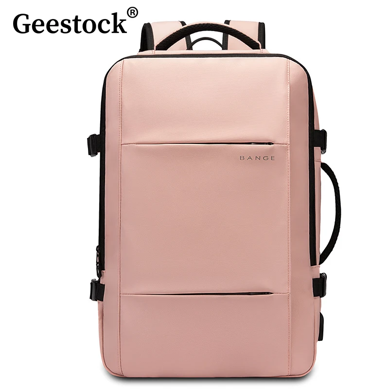 

Geestock Expandable Backpack College Student Computer USB Charging Backpack Men's Large Capacity Business Travel Bag Waterproof