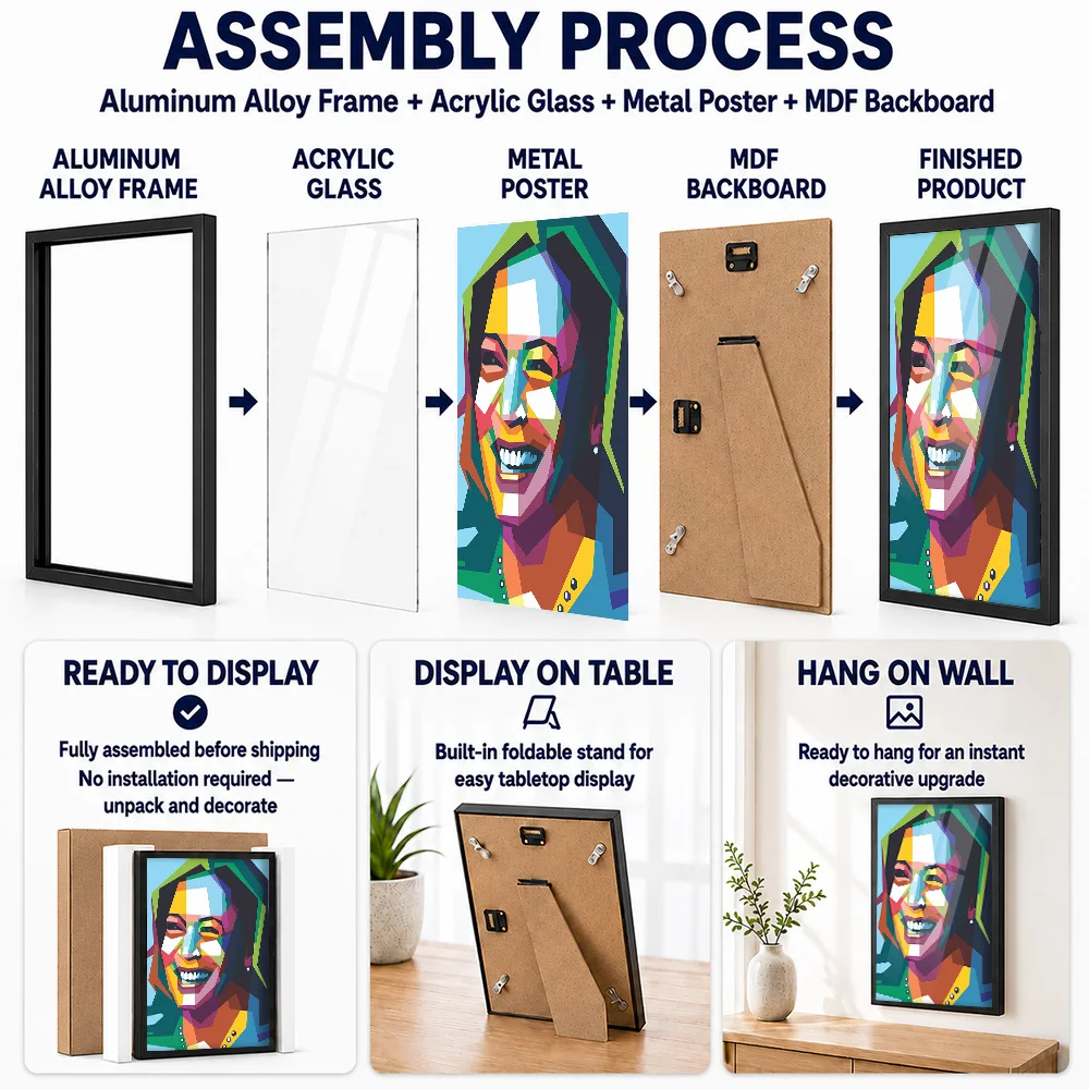 Kamala Harris Framed Aluminum Metal Poster Customized Graphic Tribute Wall Art Designed For Collectors To Display In Living Room