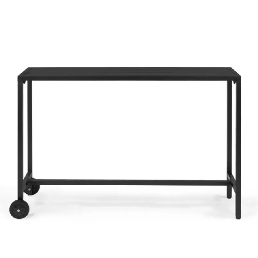 

55 Outdoor Bar Table with Wheels Rectangle Narrow Counter Height Table Ideal Bar Height Table for Balcony Patio Garden Yard Poo
