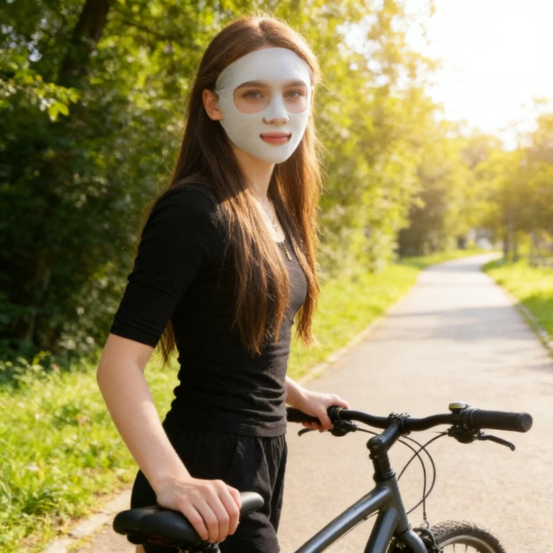 Summer Women's Full Face Sunscreen Mask, Breathable and UV Resistant, Outdoor Emotional Running Sports Ice Silk Mask