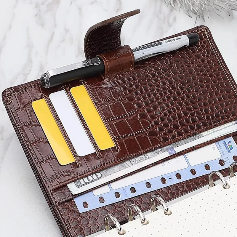 Yiwi Genuine Leather Pocket Size Planner  Leather a8 A7 a6 a5  Notebook with  Ring Mini Agenda Organizer  Diary Notepad
