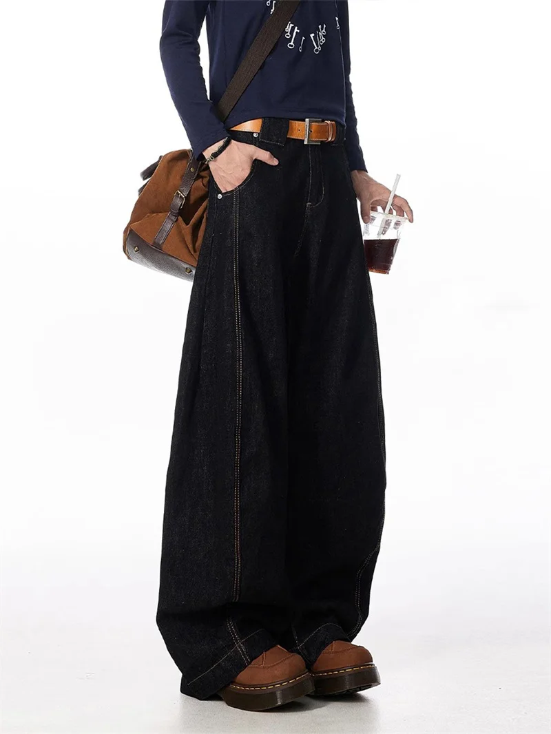 

Мужские джинсы American Sle с широкими штанинами, осенне-зимние, прямые, свободные, длинные, в стиле High Street, крутые, плотные, трендовые