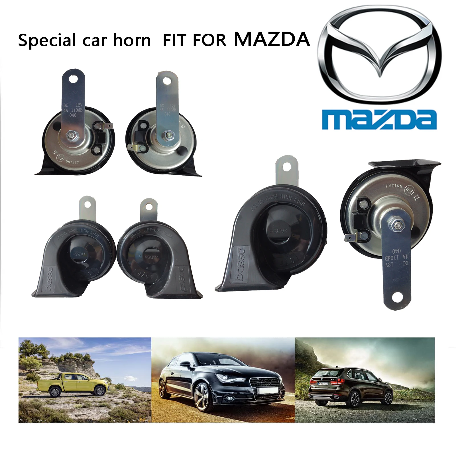 

Special car horn For MAZDA searies Waterproof Super loud High Tone&Low Tone 510/410Hz 12V 120B