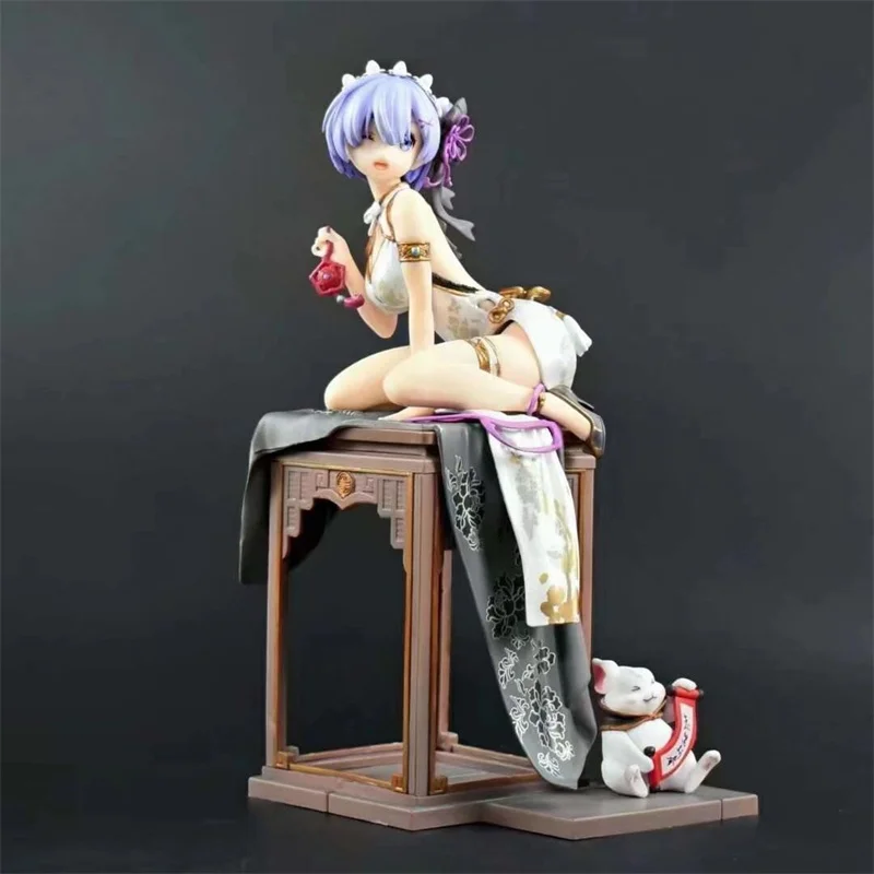 

Emiliya Rem Cheongsam Rem Emiliya 2D Figurine Model Statue Cute and Beautiful Girl Anime Ornaments Action Figures toy