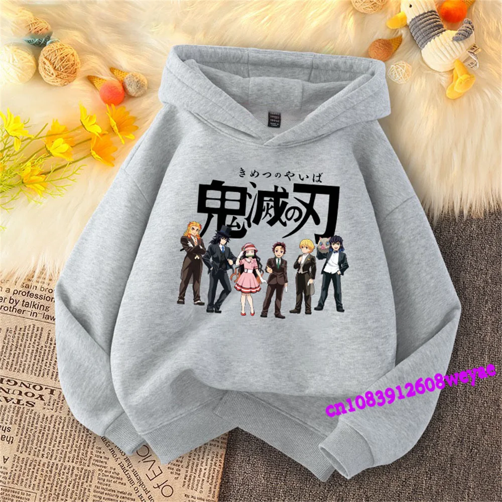 Demon Slayer Spring And Autumn Children Boys And Girls With Hoodie Sweater Top Cartoon Printing Children\'s Sportswear Coat Baby