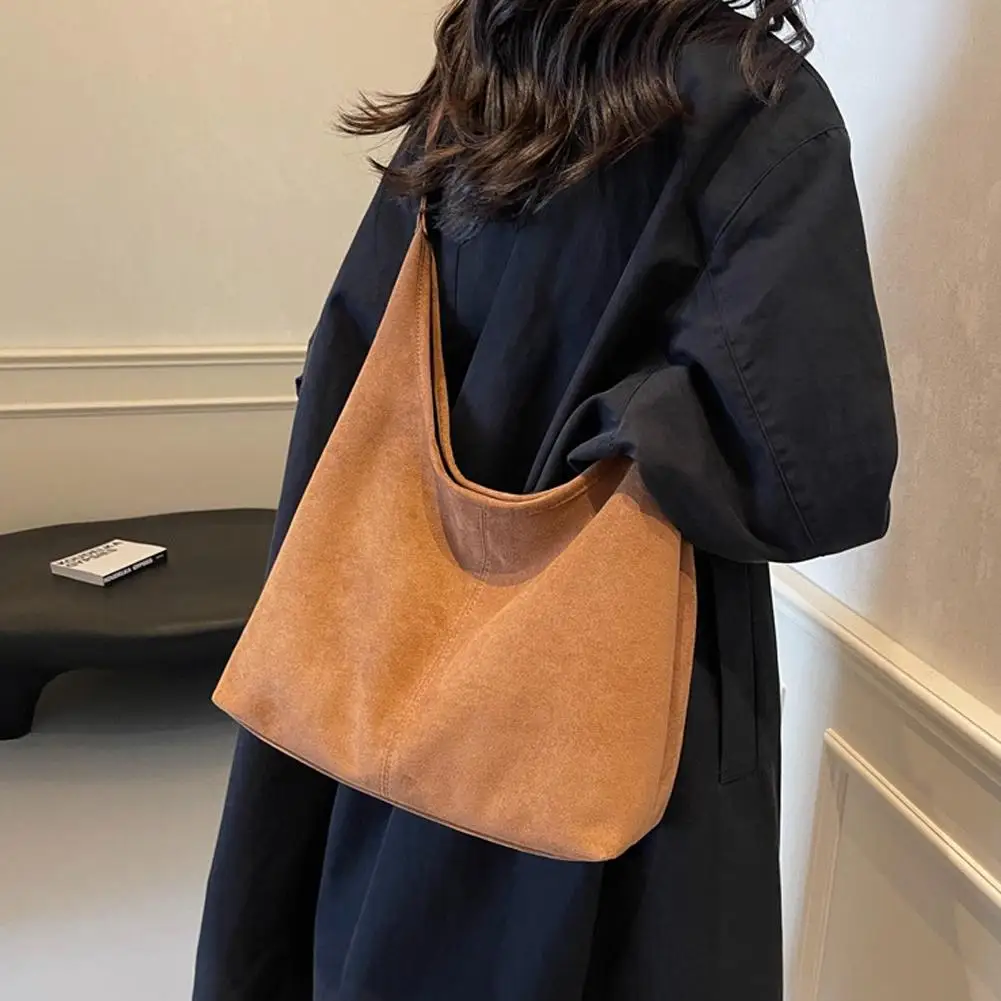 الجلد المدبوغ خمر المرأة حقيبة حمل حقيبة اليد بوليصة الشحن الكتف المرأة حقيبة ريترو بسيطة حقيبة كبيرة حمل حقيبة #4