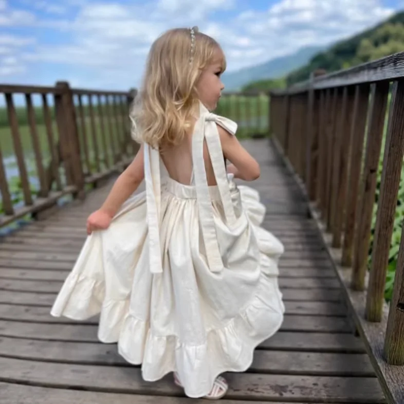 

Long Slip Dress Princess Grils Children Spring Summer New Fashionable Comfortable Solid Simple All-matching Casual