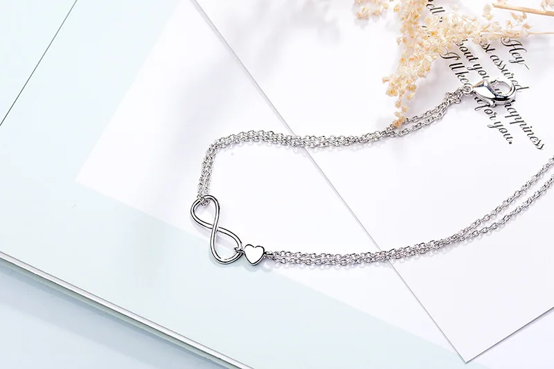 925 Sterling Silber Doppel-Liebesherz Hohle Runde Perlen Armband Damen Mode Romantischer Schmuck Klassisch Verstellbar – Detail 39