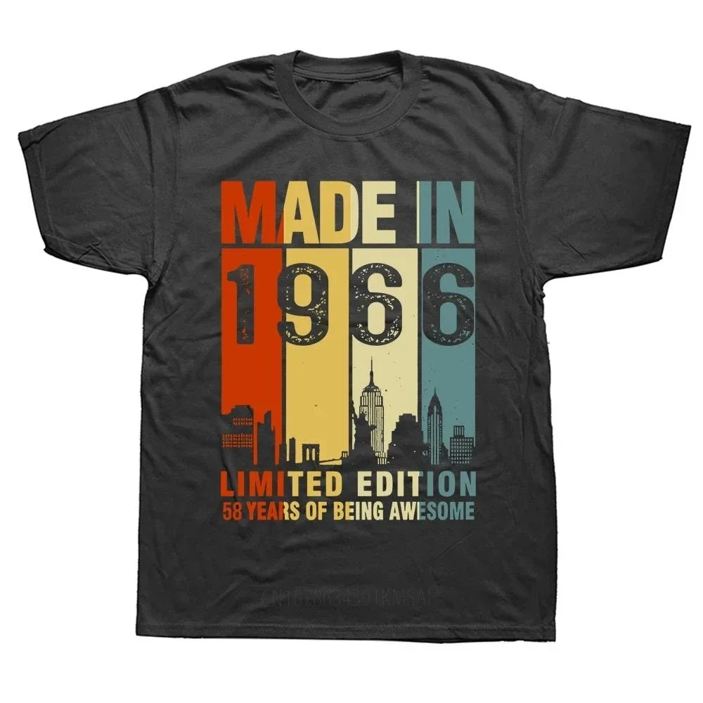 Made In 1966 Limited Edition 58 Years Of Being Awesome 58th Birthday T Shirts Streetwear Short Sleeve Birthday Gifts T-shirt