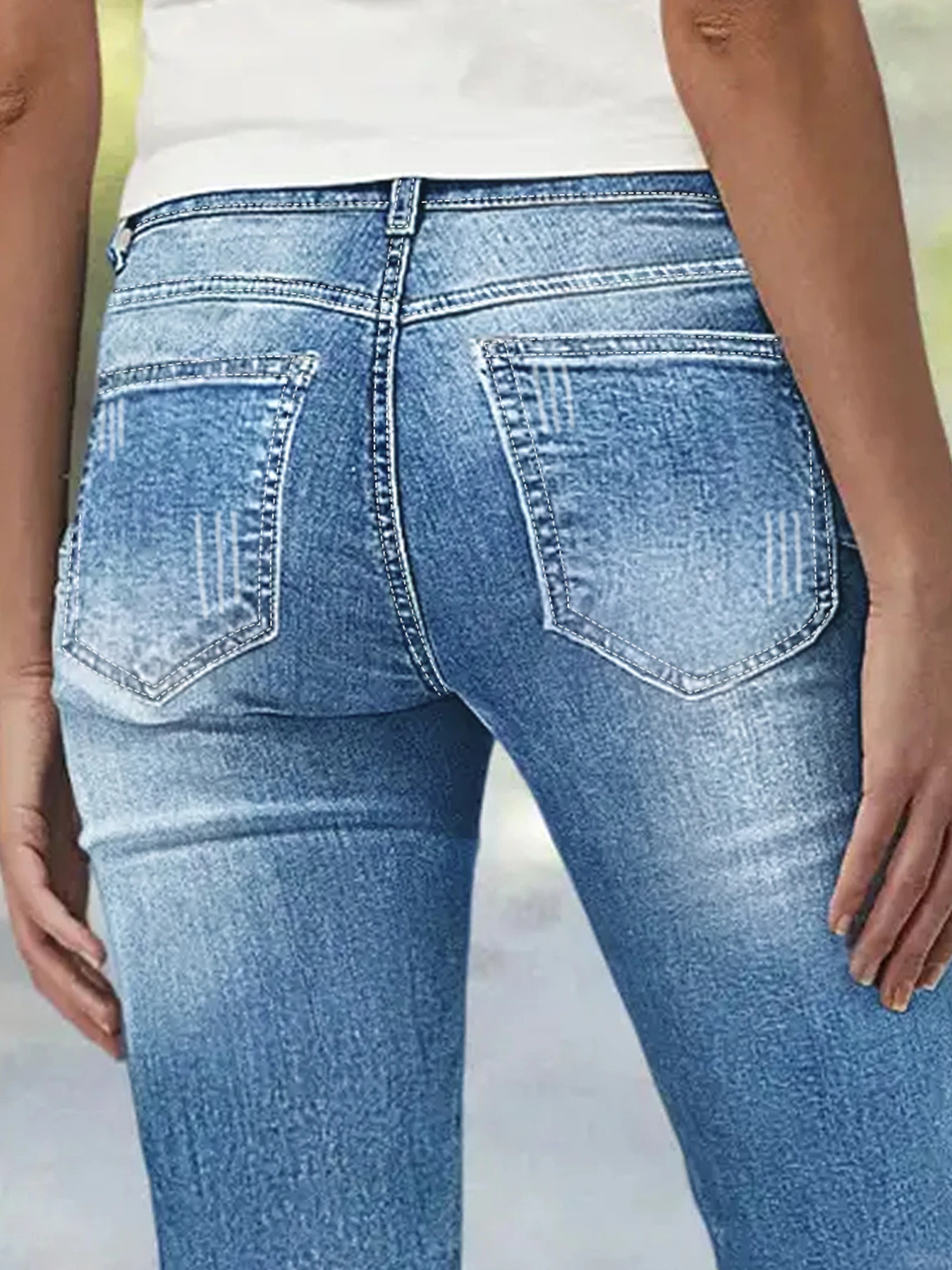 بالإضافة إلى حجم ارتفاع الخصر مستقيم الساق الجينز المرأة Bootcut الدنيم مع تأثير التخسيس التطريز خمر #6