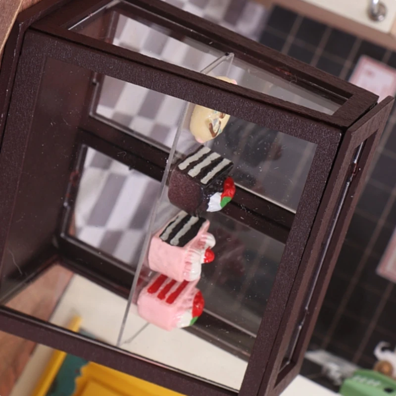 

Мини-витрина и стеллаж для хлеба в масштабе 1:12, декор кухонной мебели для кукольного домика, миниатюрная модель шкафа, игрушка