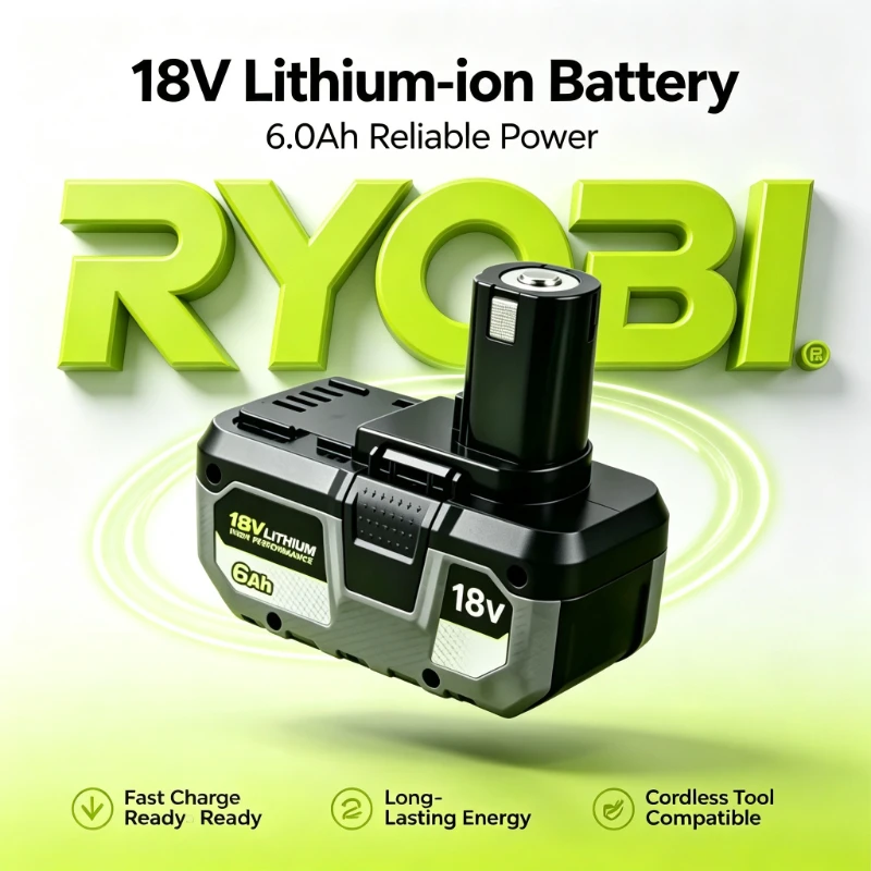 Original RYOBI ONE+ 18V 8.0Ah Lithium Battery Pack, Multi-protection Li-ion Battery for P107 P107 P108 DIY Cordless Power Tools