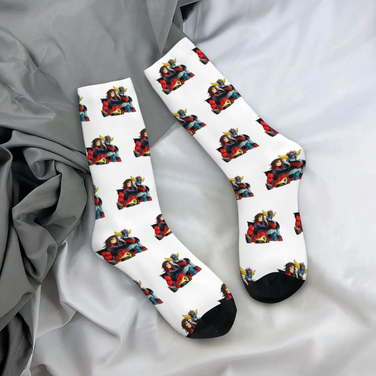 

Happy Funny Men's Socks Harajuku Grendizer And Actarus UFO Robot Sock Goldorak Anime Sport Women Socks Summer Autumn Winter