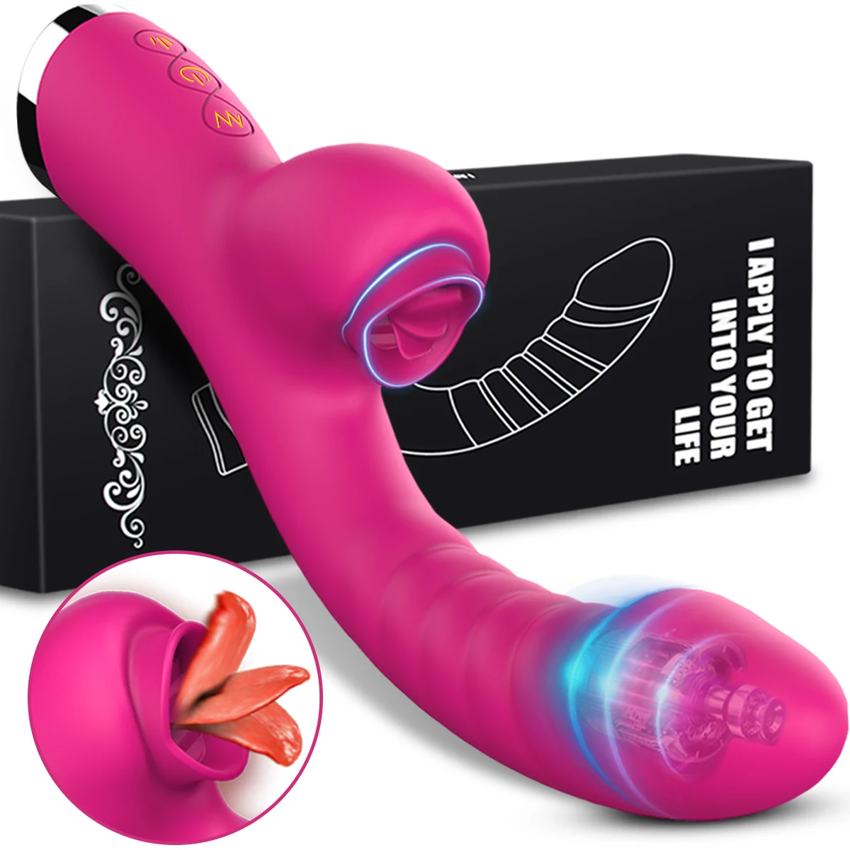 20 Modes Porn Tongue APP Dildo Vibrator G-Spot Vagina Massager Wand Licking Clitoris Stimulator Adult Female Women Sexy Sex Toys