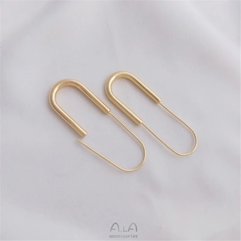 14K gold-plated color preserving long oval ear hook pin Earrings DIY copper plated real gold fashion trendy ear accessories