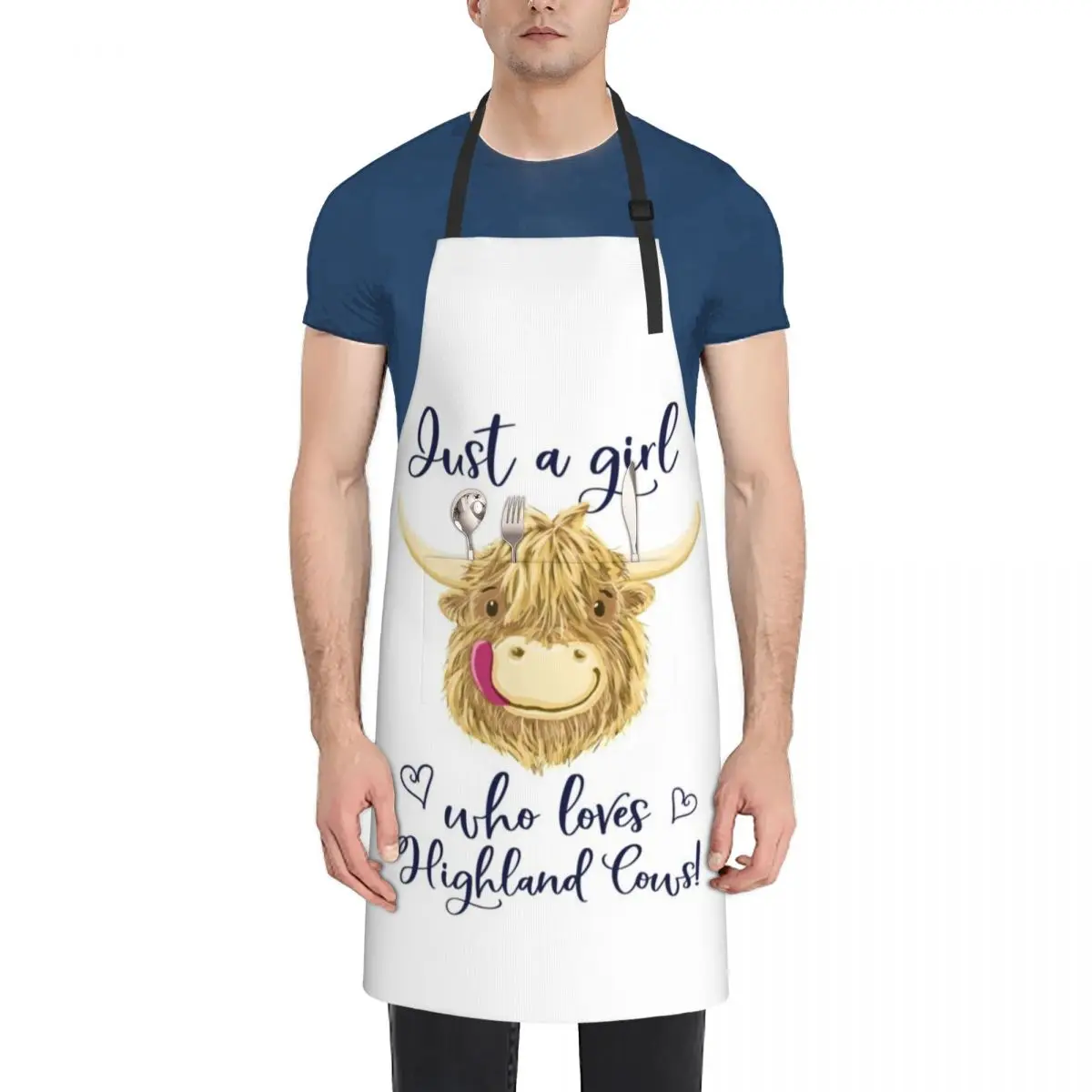 Just A Girl Who Loves Scottish Highland Cows Apron Cooking Kitchen Supplies Idea Goods Apron