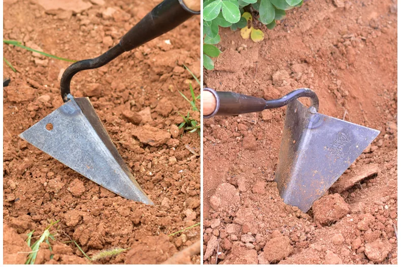 Imagem -02 - Ferramentas de Fazenda Casa Vegetal Plantio Triângulo Sulco Enxada Pequena Ponta Enxada Agrícola Terra Torneamento Solto Solo Triângulo Enxada
