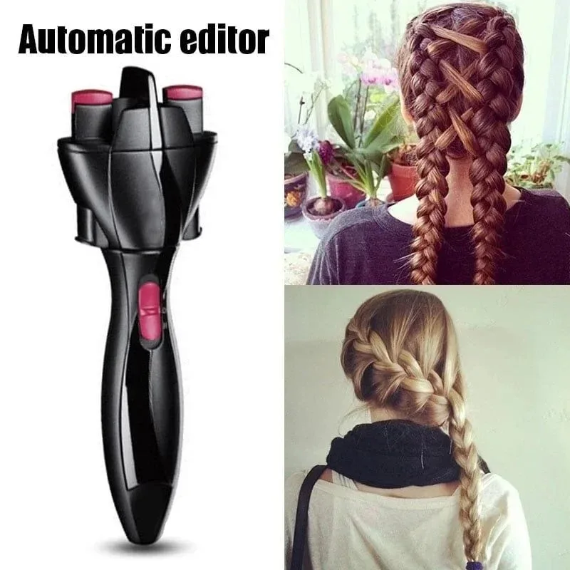 360 Degree Rotate Automatic Hair Braider Two Strands Twist Braid Maker Automatic Twist Braiding Knitting Device