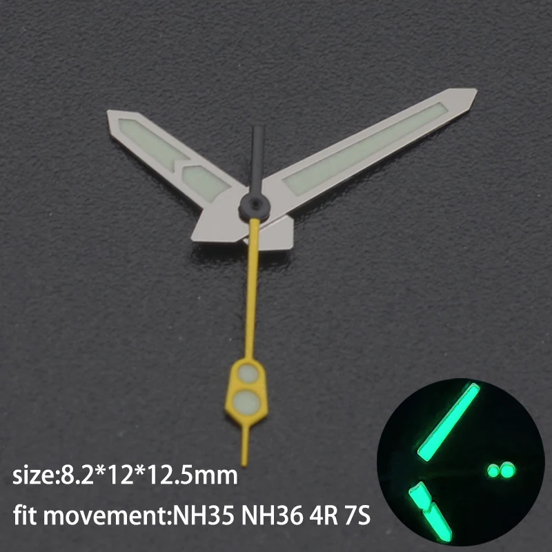 Mod Watch Hands Pointer C3 Green Super Luminous NH35 Hands Fits for NH36 NH35 4R 7s Automatic Movement Watch Replace Parts