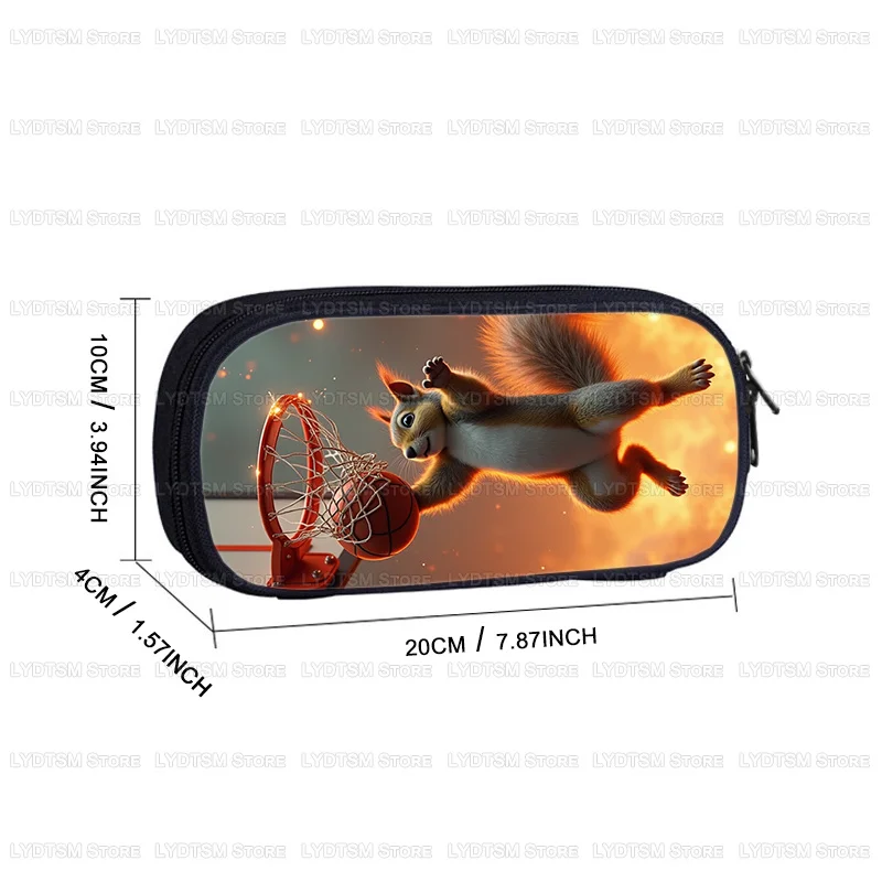 Raccoon Monkey Cosmetic Case Pencil Bag Cool Skeleton Playing Basketball Teenager Stationery Bag Pencil Box School Supplies