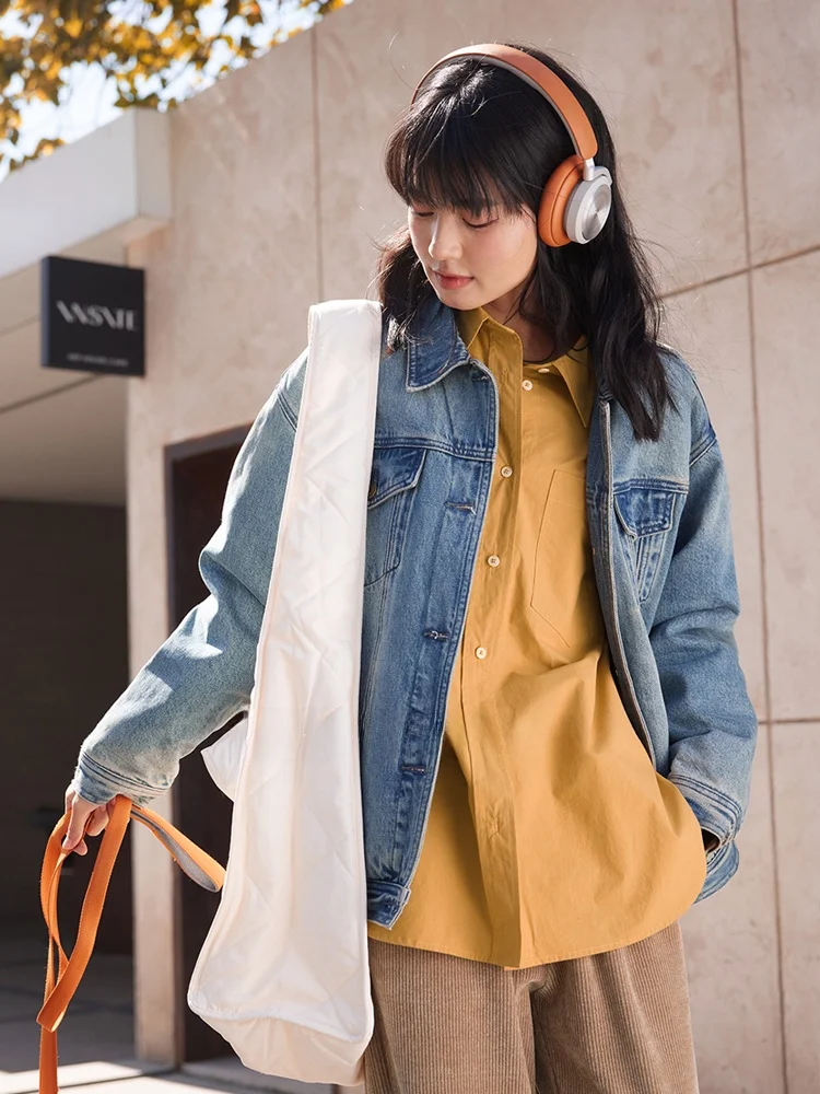 

Blue Classic Retro Pleated Cotton Warm Winter Women Loose Slimming Vintage Casual Spring Bule Amy Wine House Collar Lo...