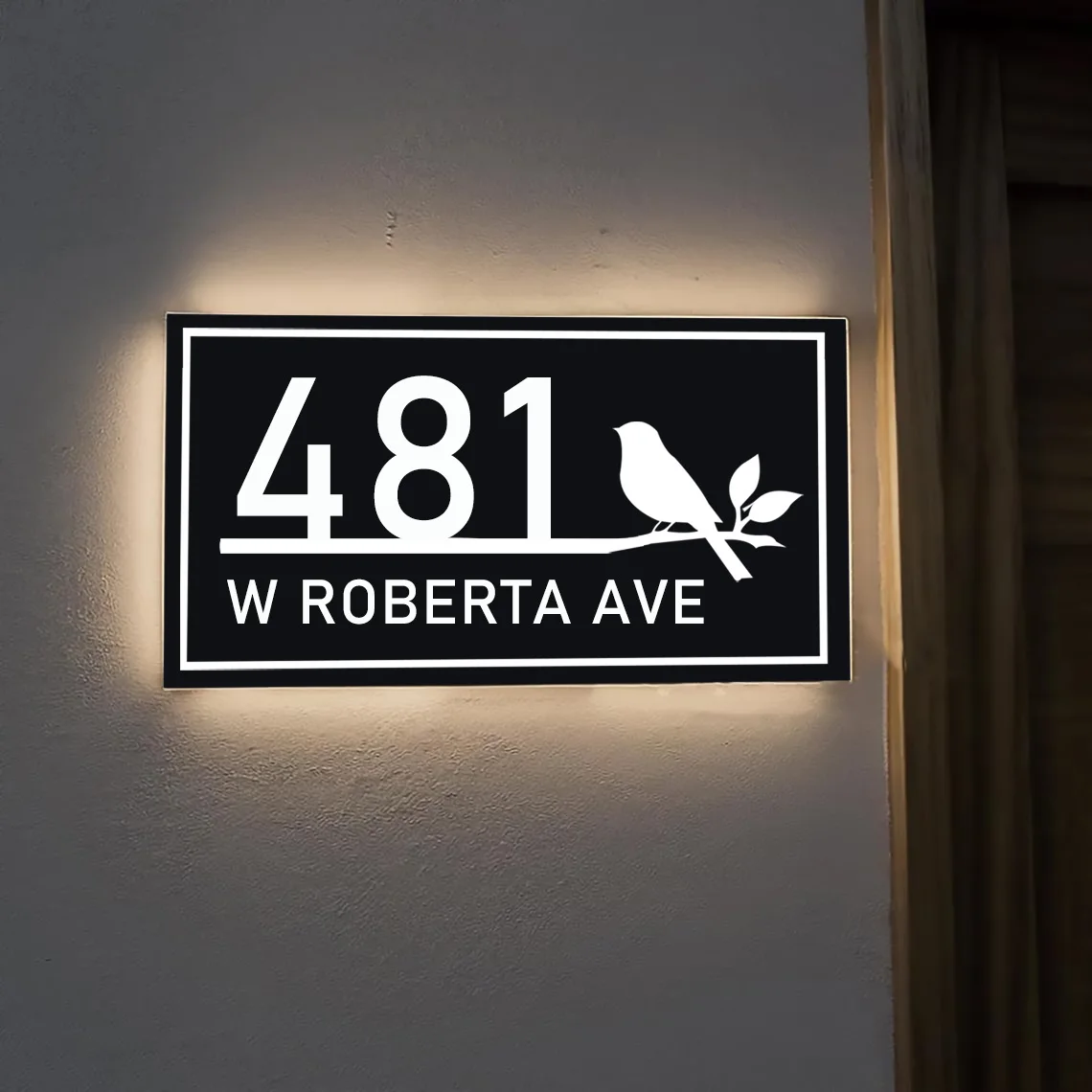 

Световой номер дома на заказ, современный адресный знак для улицы, персонализированный знак с именем для отеля, дома, семьи, дверной знак