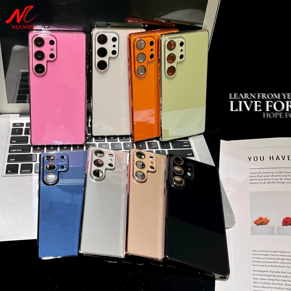 Luxuriöse glänzende Schutzhülle aus gehärtetem Glas für Samsung Galaxy S26 S25 S24 S23 Ultra, stoßfeste Hülle in Bonbonfarben für Samsung S25 FE