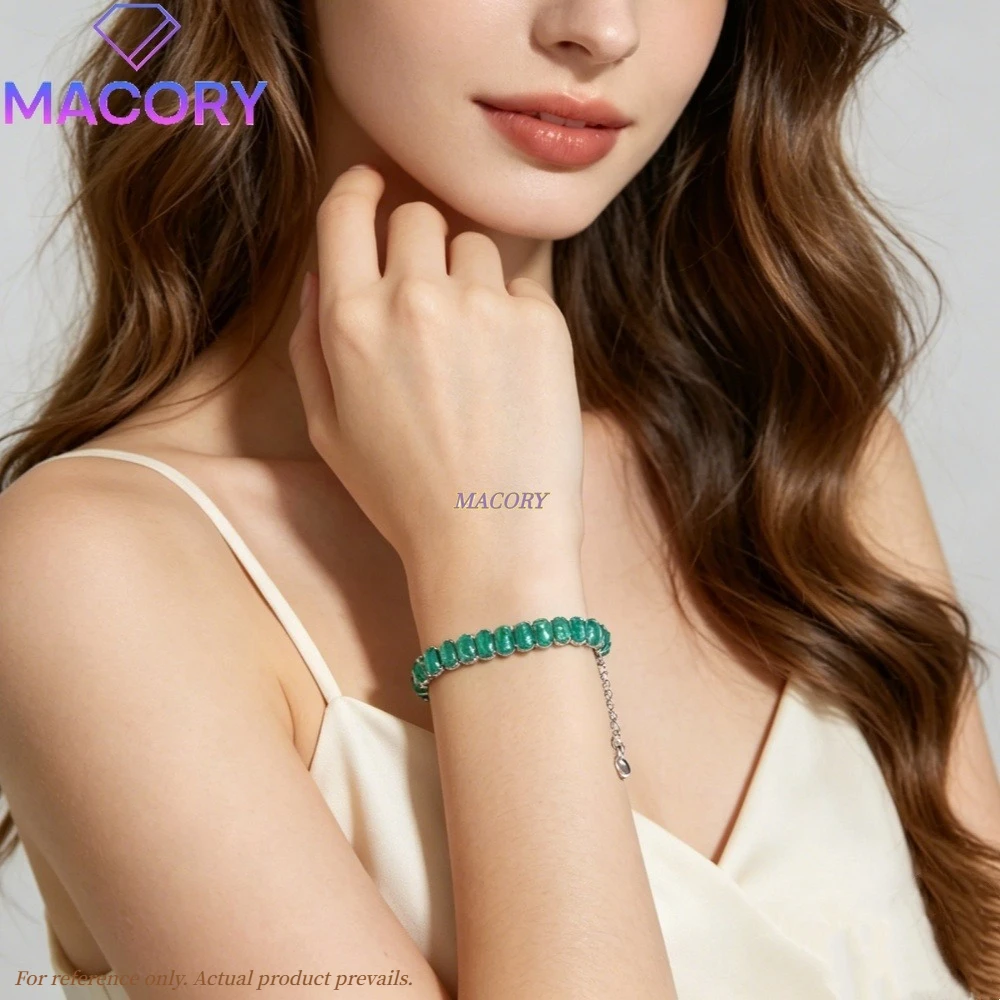 Simple and Exquisite Style Emerald Women's Bracelet S925 Sterling Silver Low-Key and Versatile a Choice for Christmas Gifts