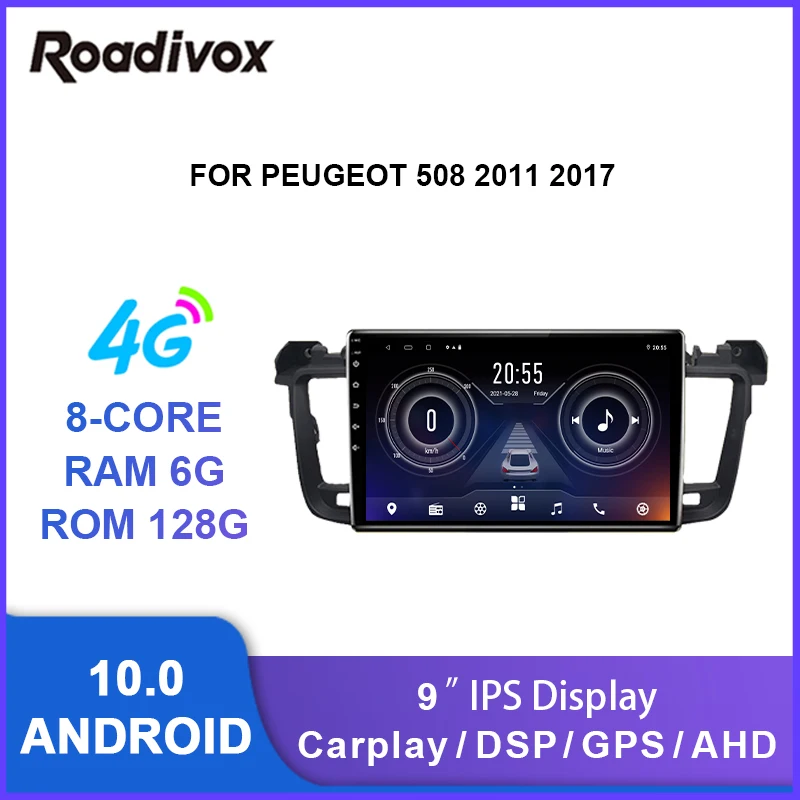 

9 inch android 10.0 car radio video gps navigation player for Peugeot 508 2011 2017 multimedia autoradio stereo