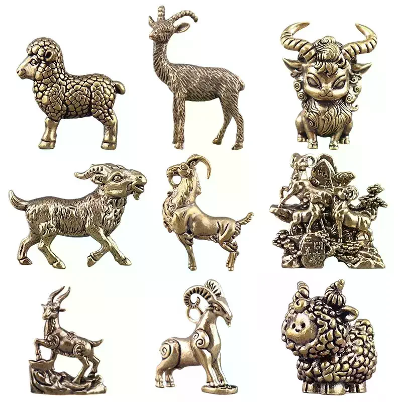 Chinese Zodiac Goat Sculpture Brass Sheep Figurine Lucky Statue Desktop Ornament Wealth Fengshui For Home Decor