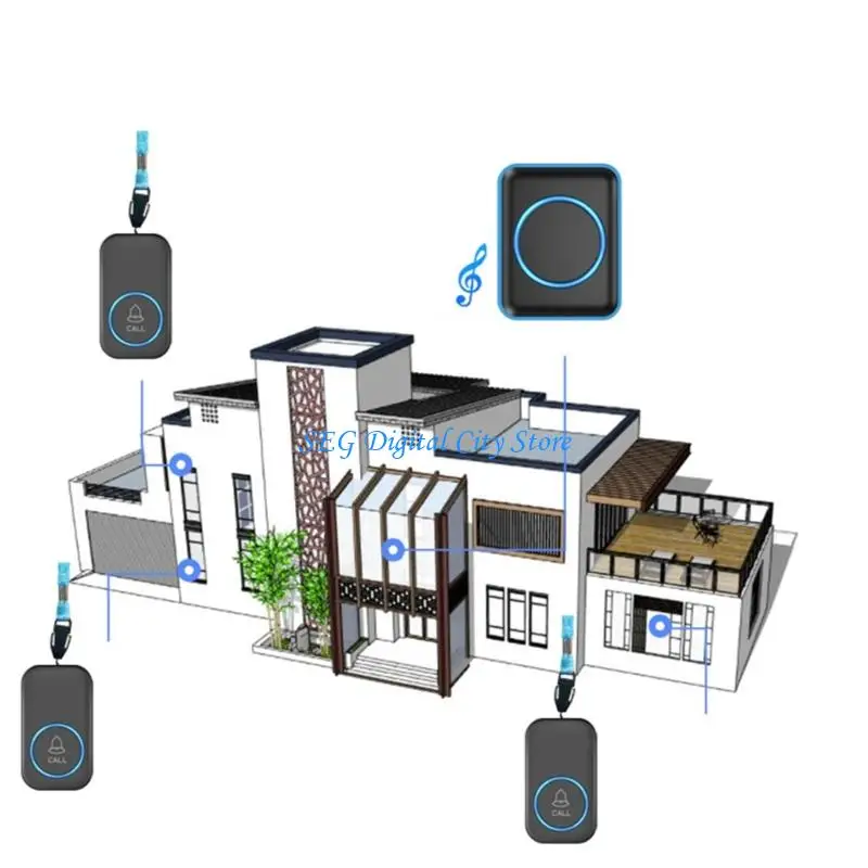 U75B Alarm System SOS Alert for Patient 60 Chimes 5 Gear Sound Adjustable