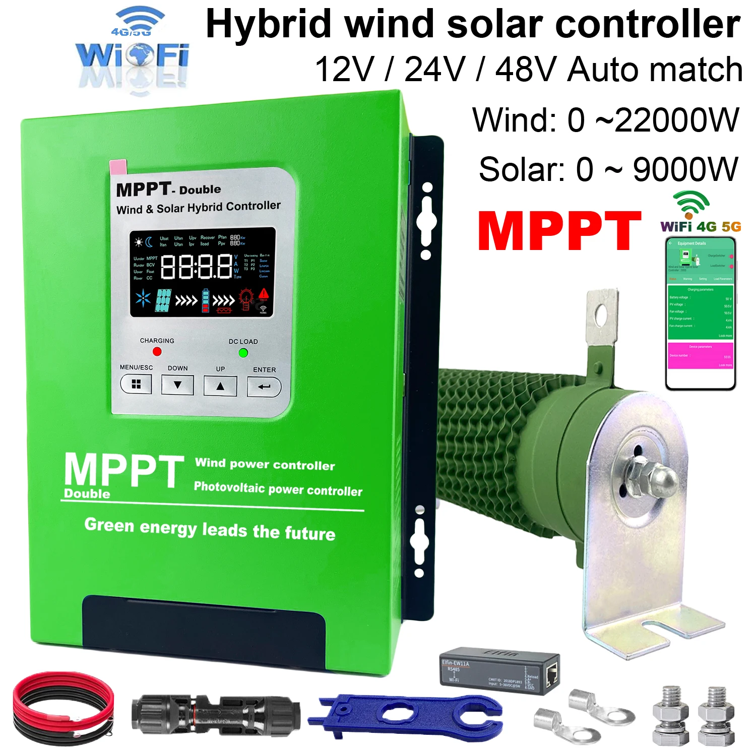 12V 24V 48V 4000W 5000W 6KW Wind Solar Hybrid Controller 80A 120A 150A Solar Panel Wind Turbine MPPT Battery Charging Regulator