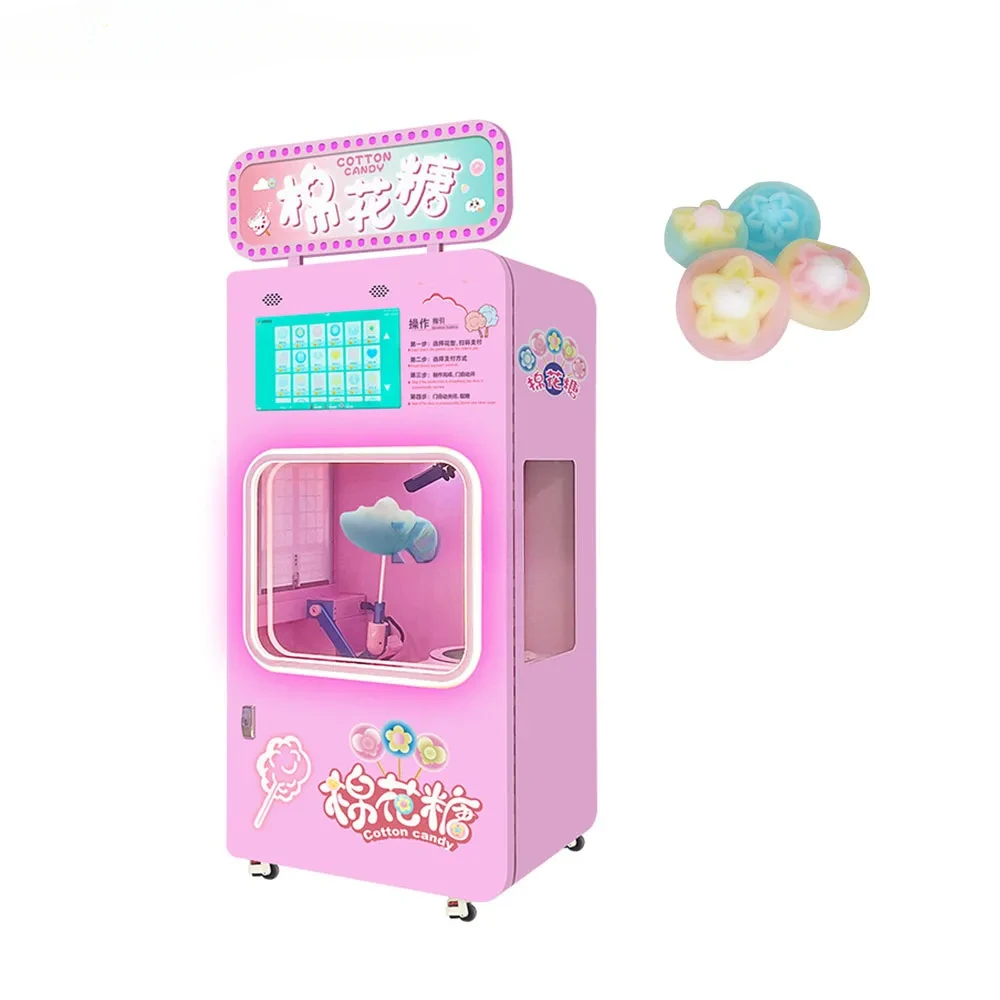 

Automatic Cotton Candy Vending Machine Robot Commercial Floss Marshmallow Sugar Electric Making Flower Cotton Candy Machine