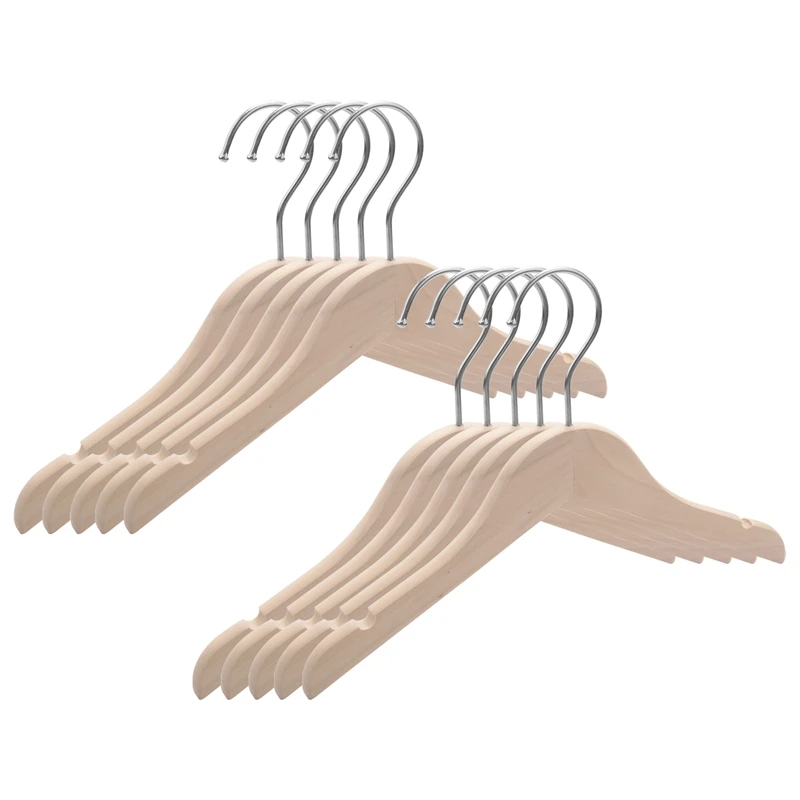 

Promotion! Wooden Children's/Children's Hangers (10 Pack) Smooth And Durable Wooden Baby/Parenting Hangers-12.5 Inch-Space Savin