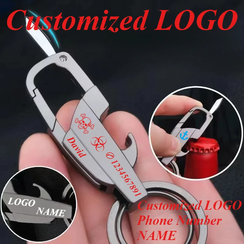 Customized LOGO Multi Functional Keychain Fashion Anti Loss Key Chain Boyfriend Gift Car Keychains Bottle Opener Wholesale Key