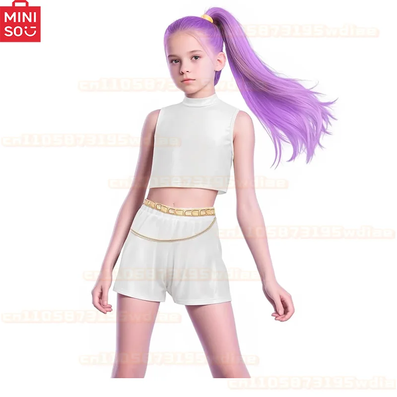 Girls Kpop Zoey Cosplay Costume Halloween Demon Hunters Rumi Mira Cosplay Tops Skirt Clothes Printed Stage Dress Kids Role Play