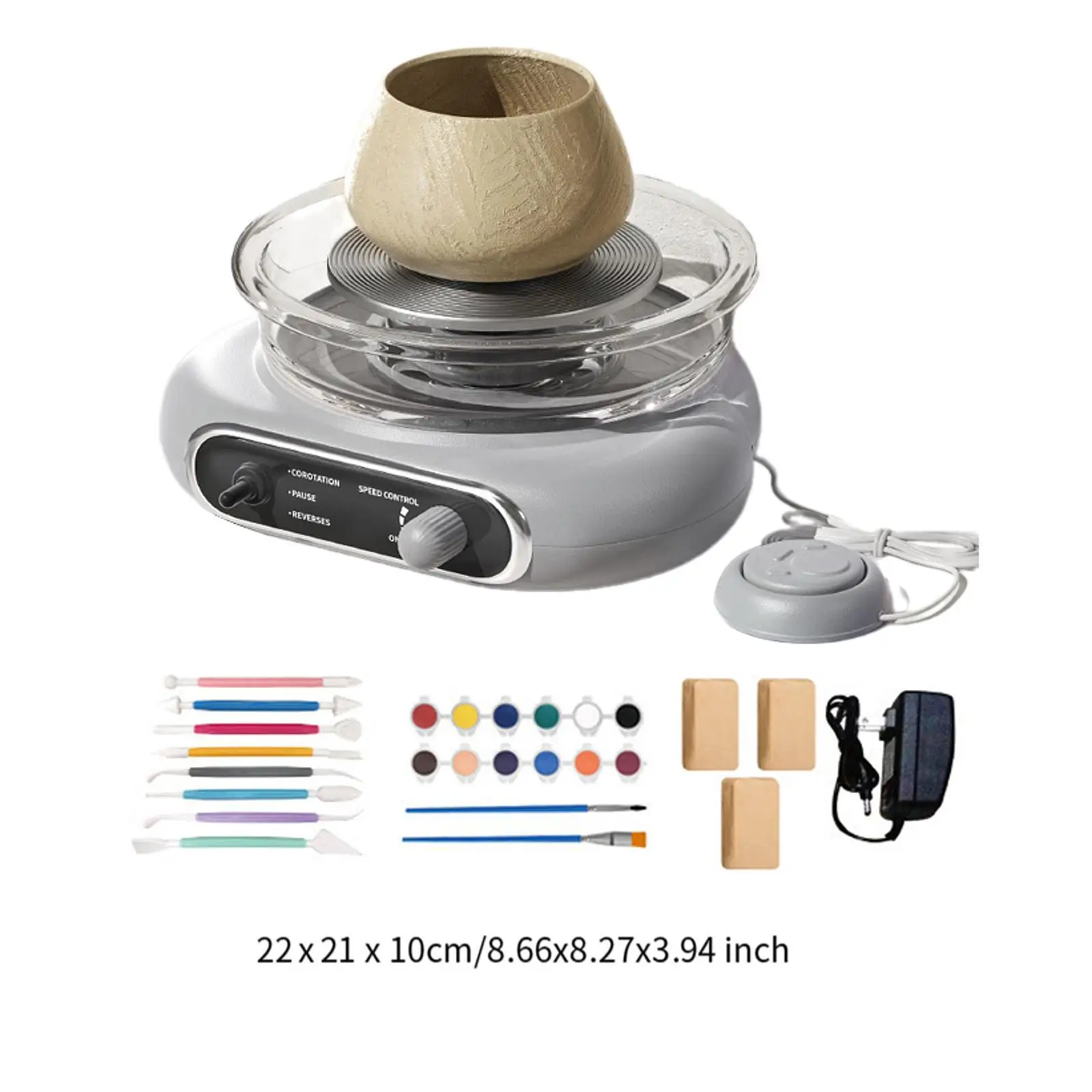

Mini Pottery Wheel Kit Detachable Basin Ceramic Making Machine with Foot Petal for Beginners Children Adults DIY Craft Supplies