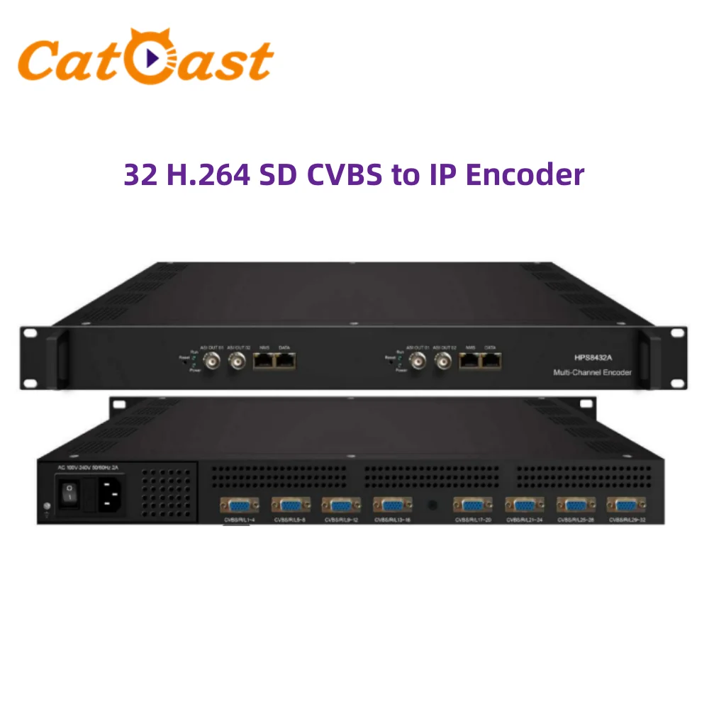 CATV 16/32/48 channels MPEG-4 H.264 SD SD Audio & Video CVBS to IP Encoder