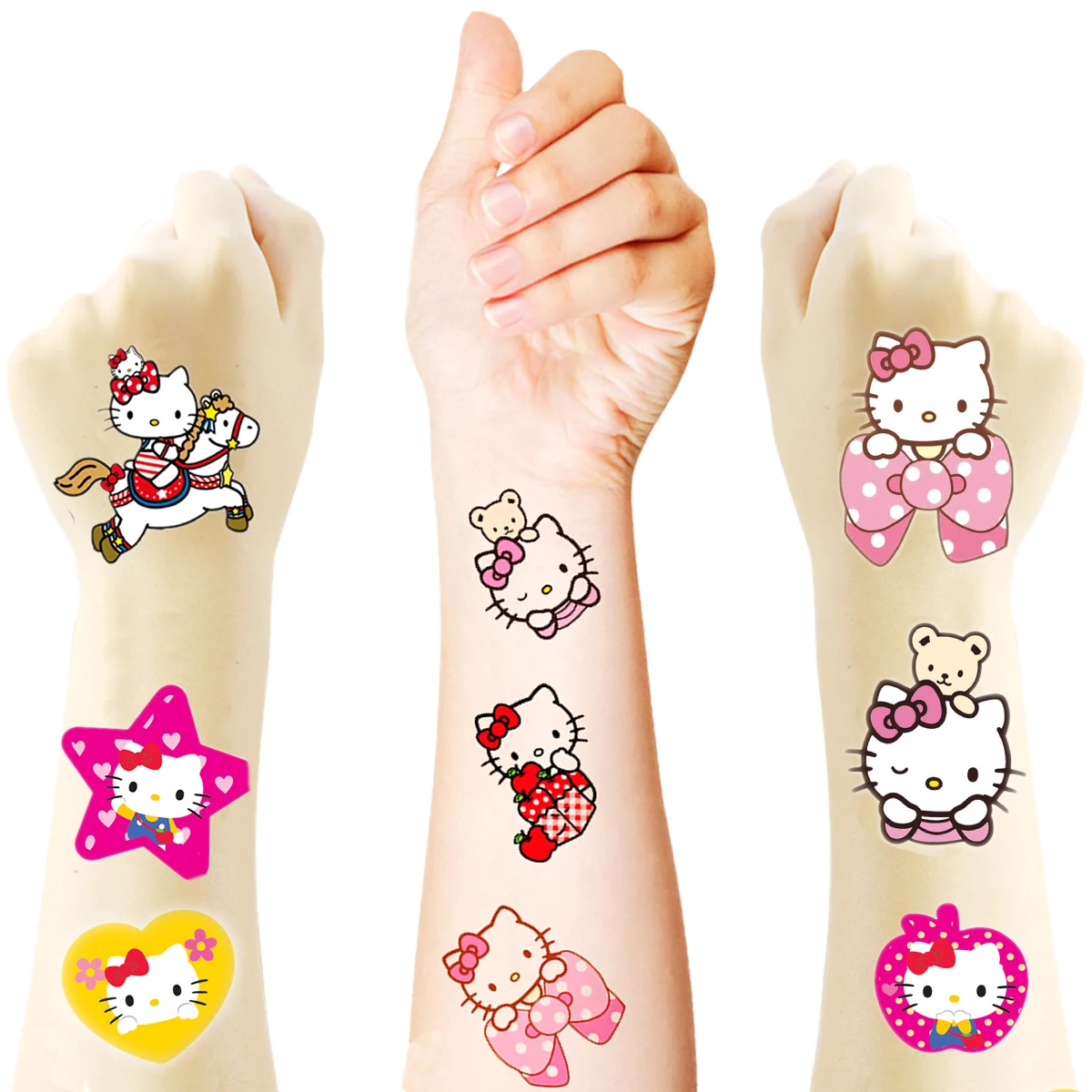 2pcs Cartoon Hello kitty Tattoo Stickers Cute Anime Sanrio Waterproof Temporary Tattoo Sticker kawaii Kid Girl Birthday Gift Toy