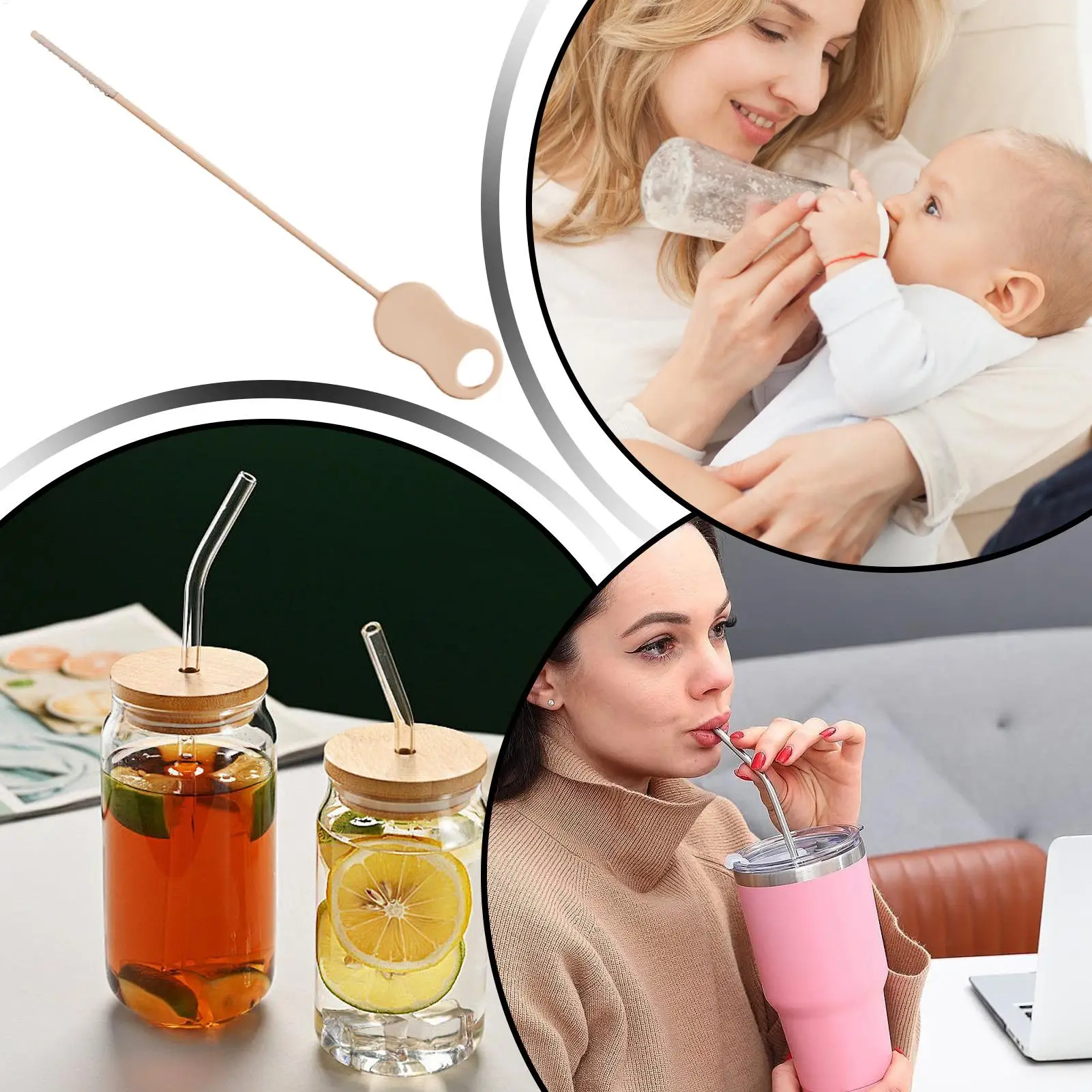 Brosse à paille en Silicone, lave-linge Flexible, épurateur de bouteilles, brosse de nettoyage Extra longue pour voyage, eau, salle de bains, plat en verre, cuisine