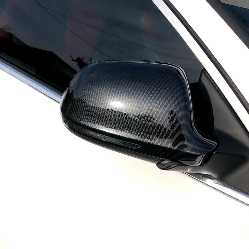 ABS Carbon fiber style add-on type car side door mirrors cover auto rearview mirror capS For Audi A4 A5 B8 A3 8P A6 C6 Q3