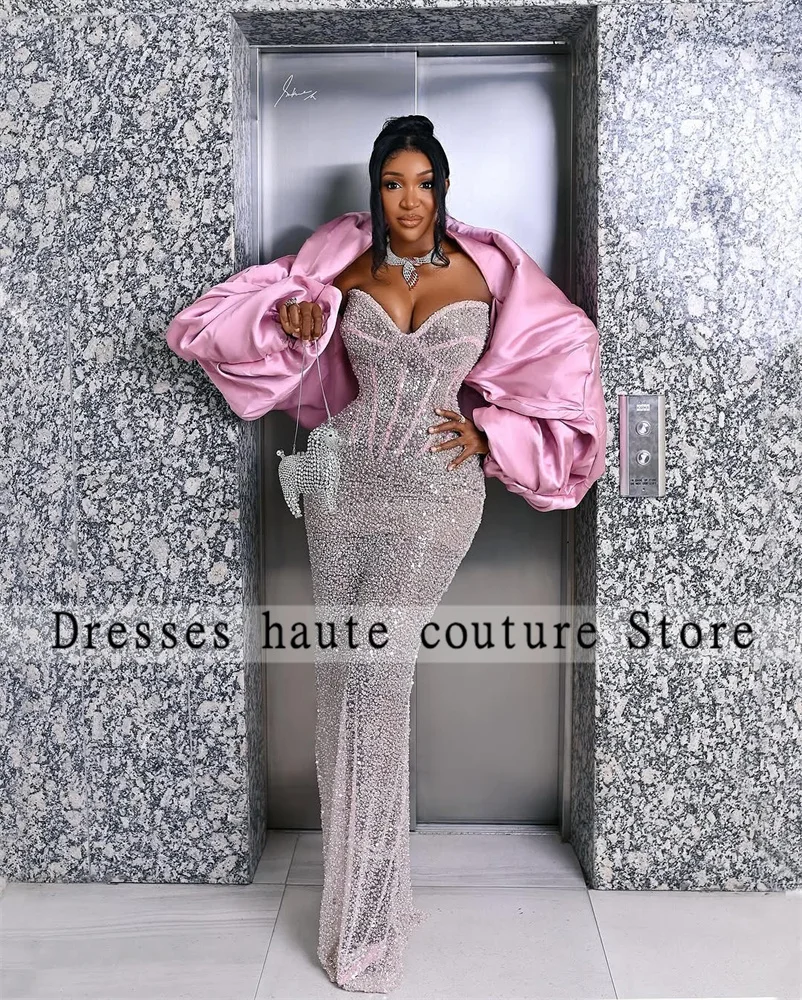 

Silvers Beaded Lace Mermaid Evening Dresses For Women 2025 Sweetheart Ruffles Prom Dress Formal Party Dress Customized
