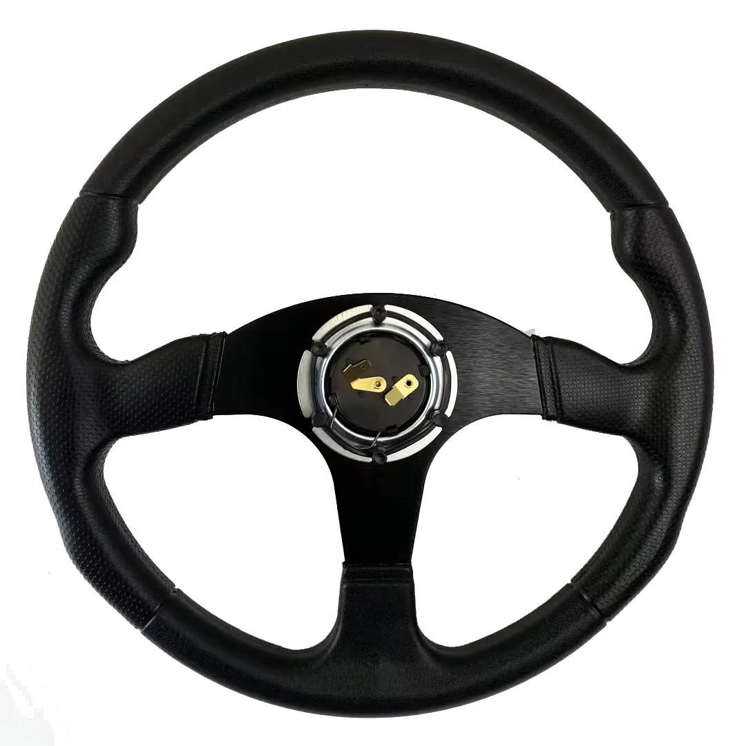 TIYPEOR Car Sport Steering Wheel PU Universal 14 Inches 350MM Aluminum Flat Bracket Retrofit Modified