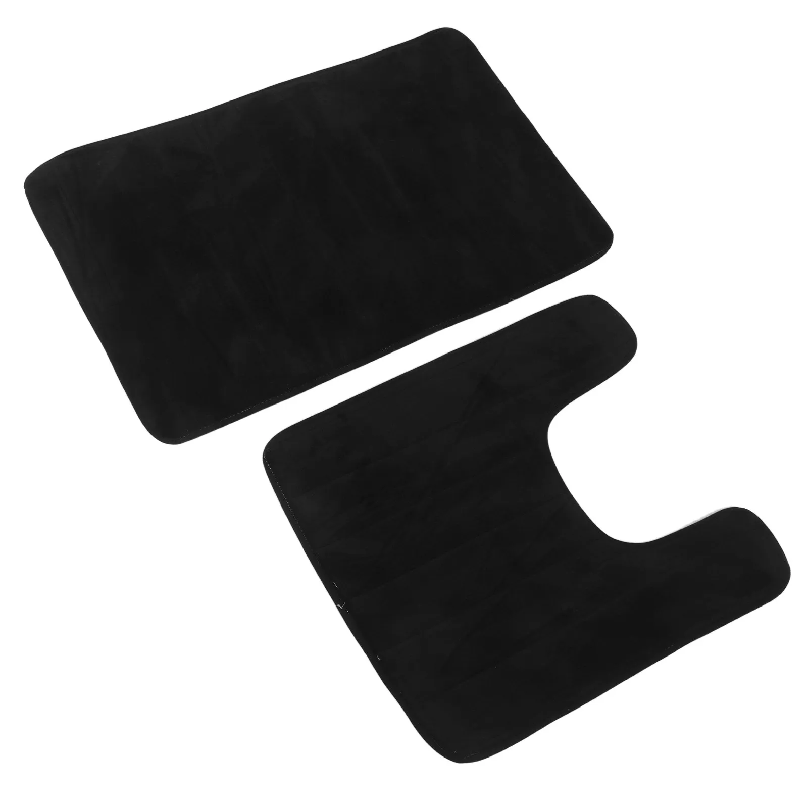 2Pcs Toilet Floor Mat U-Shaped Coral Fleece Memory Foam Soft Absorbent Bathroom Rug Contour Non Slip Toilet Seat Mat