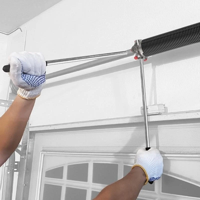 

Professional Garage Door Torsion Spring Winding Rod Set of 2 Robust Steel with Secure Rubber Handle For Safe Adjustments 896C