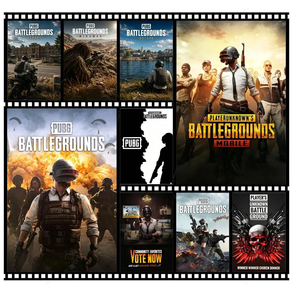 Game Battle Royale P-PUBG: Battlegrounds Poster Wall Art Poster HD Waterproof PP Print Bedroom Living Room Office Decor Gift