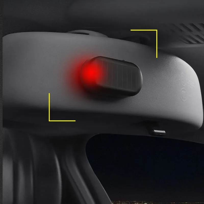 자동차 도난 방지 LED 장식 조명, 태양광 시뮬레이션 경고 깜박이는 조명, 인테리어 알람, 도난 방지 조명, 2 개