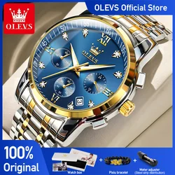 OLEVS Men's Watches Top Luxury Brand Classic Quartz Watch Men Chronograph Waterproof Wrist Watch Stainless Steel Strap Date