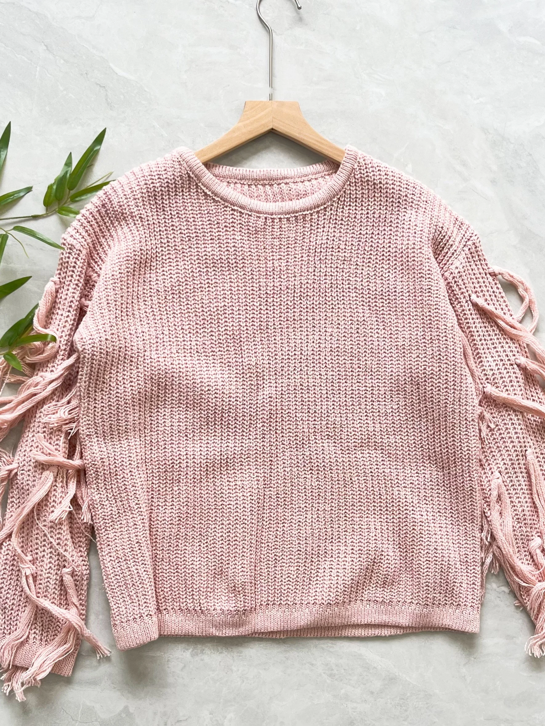 

Trendy round Ne Knitwear Loose Fit Ele Personali Fringed Sweater Autumn New Arrival Women's Faionable Casual Sle