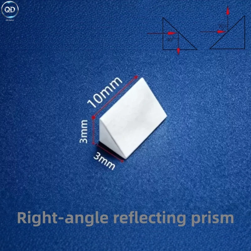 3x3x10mm Right Angle Reflective Prism Optical Glass Hypotenuse Aluminum Coating Internal External Reflection Laser Optical Prism